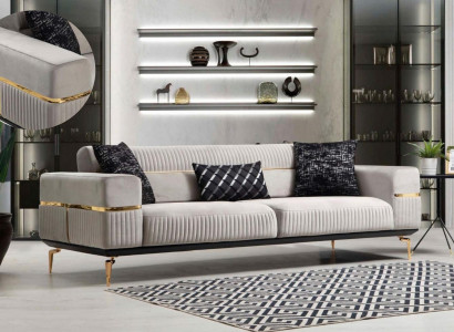 Luxus Sofa Dreisitzer Couch Polster Möbel xxl Sofas big couchen Samt Möbel Neu