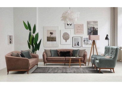 Luxus Sofagarnitur Sofa Garnitur Sofas 4+3+1 Sitzer Stoff 3tlg Couch Set Polster