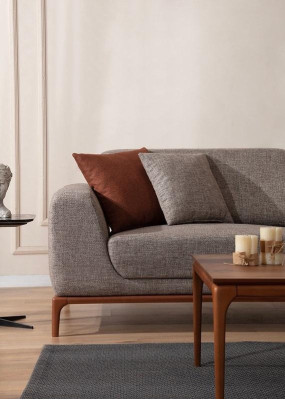 Luxus Sofagarnitur Sofa 3 Sitzer Sessel Stoff Modern Grau Modern Set neu