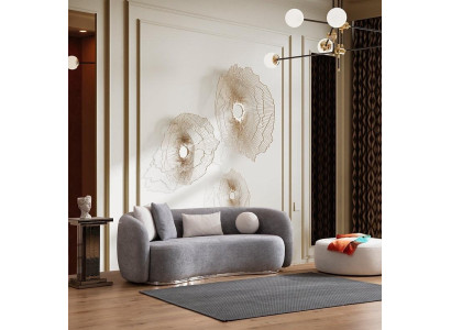 Sofa 4 Sitzer Polstersofa Grau Textill Sitz Design Stoff Modern Couch Sofas