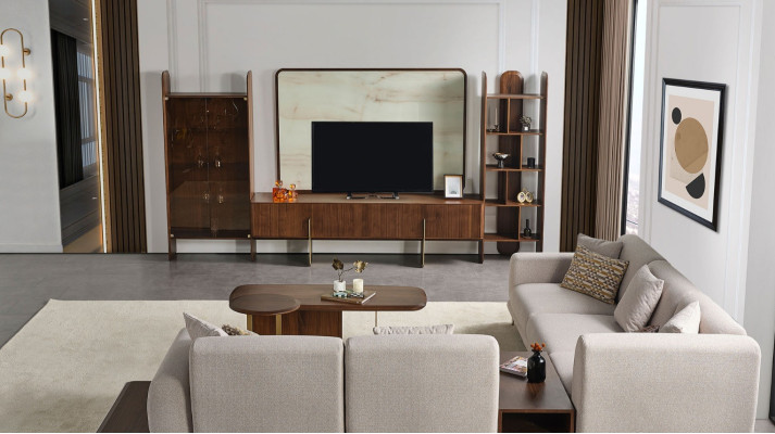 Stilvoll Wonzimmer Set Besteht aus Wohnwand Couchtisch und Beistelltisch