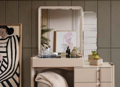 Beiger Designer Schminktisch Schlafzimmer Spiegel Exklusiver 2tlg Set