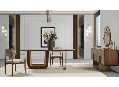 Esszimmer Set Modern Esstisch 4x Stühle und Anrichte mit Spiegel 7tlg.