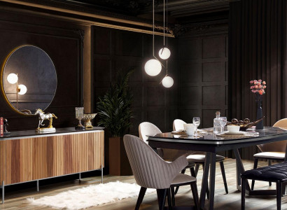 Stilvoll 8tlg.Esszimmer Set Esstisch 4x Stühle Anrichte Spiegel Bank neu