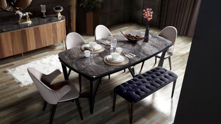 Stilvoll Esszimmer Set Besteht aus Esstisch 4x Stühle und Bank 6tlg.