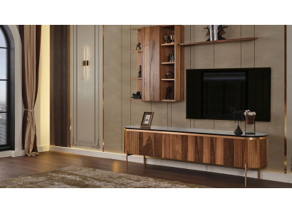Perfekte Wohnzimmer Set Besteht aus Braun TV-Lowboard und Wandschrank