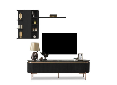 Luxuriös 2tlg.Wohnzimmer Set TV Lowboard und Wandschrank mit Regal
