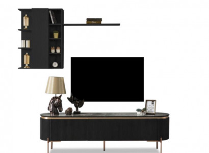 Luxuriös 2tlg.Wohnzimmer Set TV Lowboard und Wandschrank mit Regal