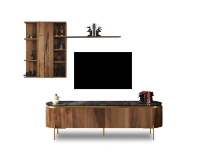 Wohnzimmer Set Besteht aus TV-Lowboard+Wandschrank mit Regal 2tlg. neu