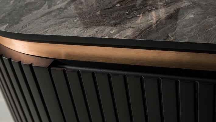 2tlg.Esszimmer Set Besteht aus Luxuriös Schwarz Anrichte und Spiegel