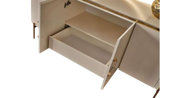 Besteht aus Esszimmer Set Besteht aus Beige Farbe Anrichte und Spiegel