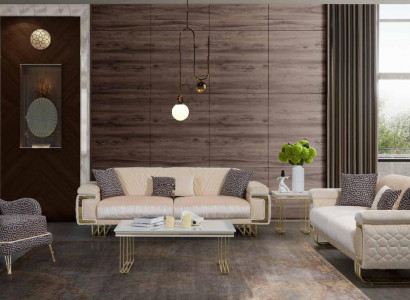 Designer Wohnzimmer Garnitur Luxus Dreisitzer Couchtisch Beistelltisch