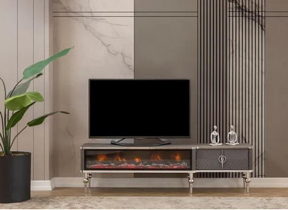 TV-Sideboard Kamin Metall Holz MDF Spanplatte Luxusmöbel neue Weiß RTV