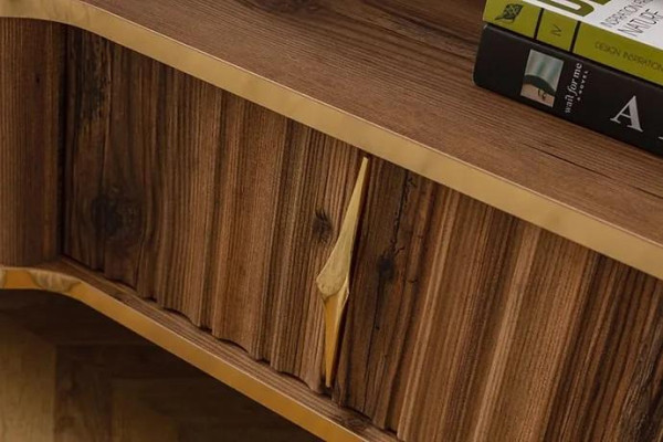  Luxuriöser Kaminsims TV-Tisch Wohnzimmer Lowboard Holz braun Sideboard