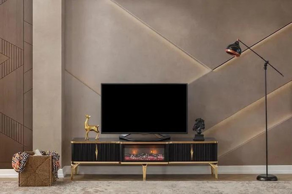  Schwarzes TV-Lowboard neue luxuriöse Möbel MDF-Metall für Wohnzimmer
