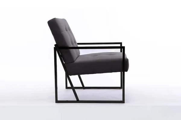  Grauer Chesterfield Sessel Holzgestell Luxus Wohnzimmer Möbel 1-Sitze