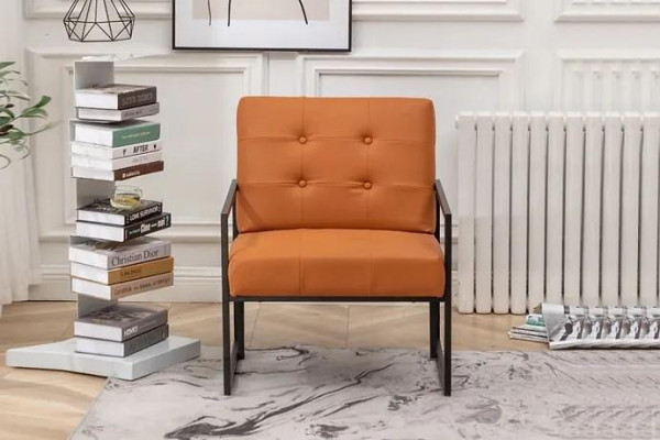  Wohnzimmer Sessel Orange Neue luxuriöse Metallbeine Textilpolsterung