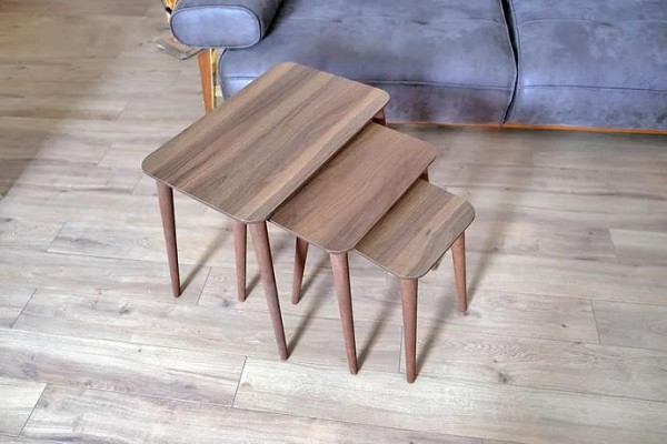  Rechteckiges Couchtische Set 3x Tische Wohnzimmer Esszimmer Braun Holz