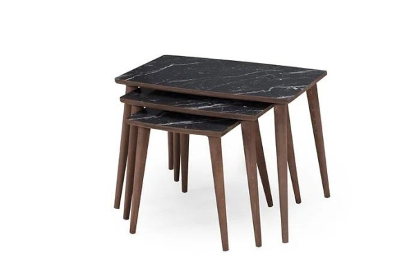  Rechteckige Couchtische 3 x Set schwarz Esszimmer-Wohnzimmertische Neu