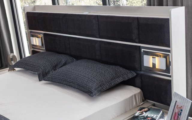  Graue Schlafzimmer Möbel Designer Bett 2x Nachttische Holz Schrank 4tlg