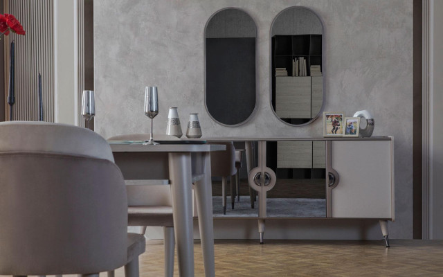  Graue Esszimmergarnitur Esszimmer Stühle Ausziehbarer Tisch Sideboard