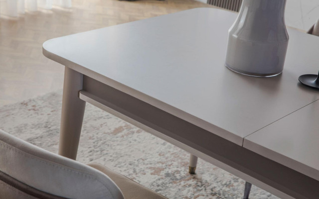  Luxuriöser Auszihbarer Tisch Designer Moderne Esszimmer Textil Stühle