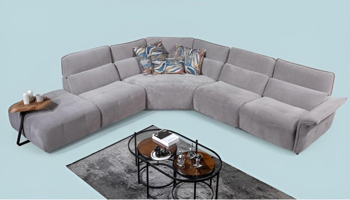  Stilvolles Graues Ecksofa L-Form Wohnzimmer Designer Couch Luxus Sofas
