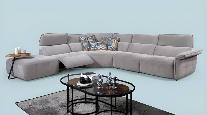  Stilvolles Graues Ecksofa L-Form Wohnzimmer Designer Couch Luxus Sofas