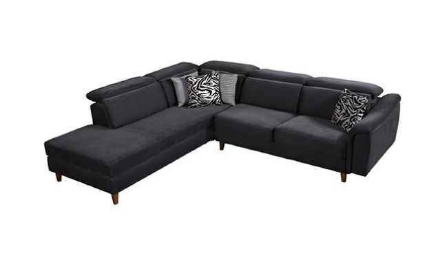  Schwarzes Polster Ecksofa L-Form Couch Wohnzimmer Wohnlandschaft Neu