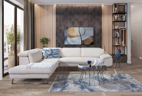  Weißes Eck-Polstersofa L-Form Sofas Wohnzimmer Moderne Wohnlandschaften