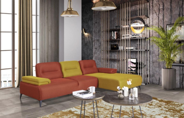  Zweifarbiges L-Form Ecksofa Designer Wohnzimmer Sofa Moderne Couchen