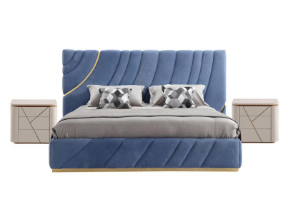 Schlafzimmer set Bett 2x Nachttische 3tlg. Blau neu Modern Komplett Luxus Möbel