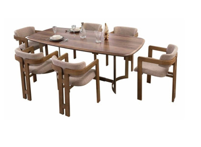 Braune Esszimmer Garnitur Designer Polsterstühle Esstisch Essgruppe