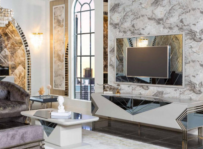 Moderne Weiße Wohnwand Garnitur Designer TV-Sideboard Luxus TV-Rahmen