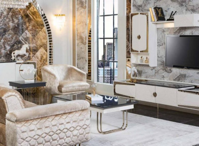 Exklusiver Edelstahl TV-Schrank Designer Wandregal Luxus Wohnzimmer Set