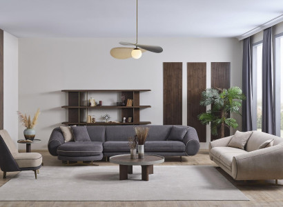 Designer Wohnzimmer Garnitur L-Form Sofa 3-Sitzer Sessel Polster Möbel