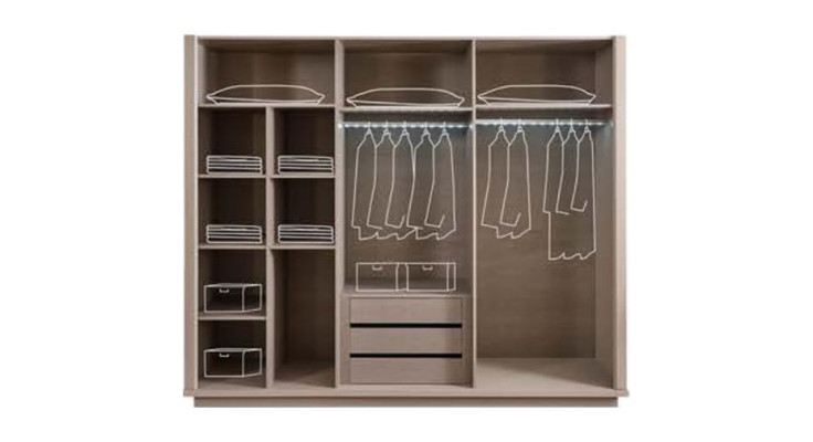 Beiger Kleiderschrank Schlafzimmer Schränke Glastüren 6-türiger Schrank