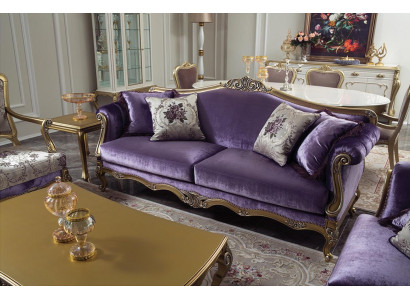 Dreisitzer Sofa 3 Sitzer Couches Luxus Couch Samt Barock Rokoko Violett