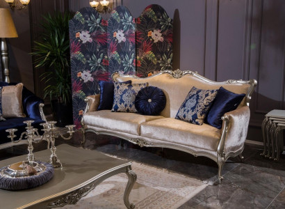 Dreisitzer Luxus Sofa 3 Sitzer Sofas Barock Rokoko Stoff Design Couch