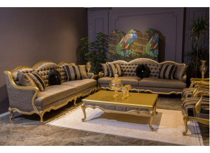 Komplett Set Sofagarnitur 3+3+1+1 Sitz Sofas Couchtisch Barock Rokoko 5tlg