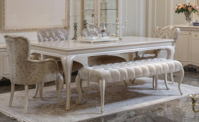 Klassische Esszimmer Garnitur Tisch Hocker Essgarnitur Stühle Set 6tlg Neu