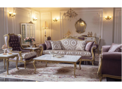 Luxus Sofagarnitur Couchtisch Sofas Sessel Stoff Couch Set 4tlg. Samt