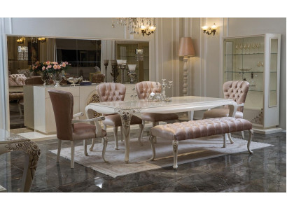 Esszimmer Garnitur Tisch Anrichte 4x Stuhl Set Vitrine Hocker 8tlg. Neu