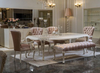 Esszimmer Garnitur Tisch Anrichte 4x Stuhl Set Vitrine Hocker 8tlg. Neu