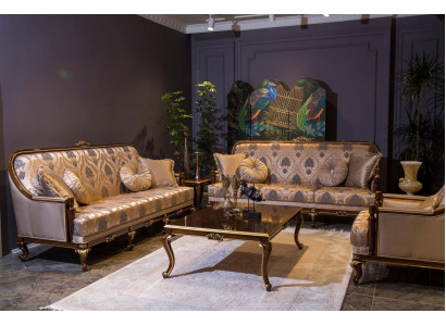 Komplett Set Sofagarnitur 3+3+1 Sitz Couchtisch Designer Couchen Sofa 4tlg