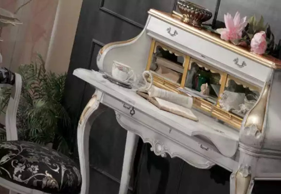 Weiße Schlafzimmer Möbel 2x Nachttische Schminktisch Modernes Bett 4tlg