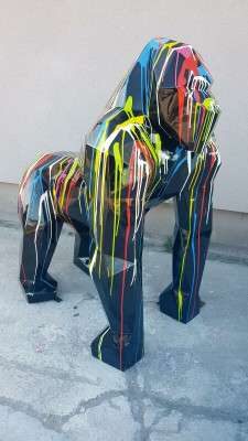 Designer Gorilla Figur Statue Moderne Figuren Statuen Dekoration Deko Garten Neu