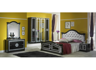 Schwarzes Schlafzimmer Komplett Set Kommode Stil Bett Garnitur 6tlg. Barock Neu