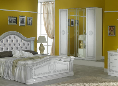 Komplettes Schlafzimmer Set Design Modern Luxus Bett 2x Nachttisch 6 tlg Schrank