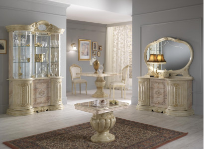 Luxus Wohn Ess Zimmer Set 2 tlg Garnitur Tisch Anrichte Klassische Vitrine Tisch